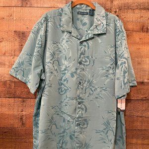 Men's Cubavera Button Down Short Sleeve Tonal Hawaiin Woven Shirt Size XXL NWT
